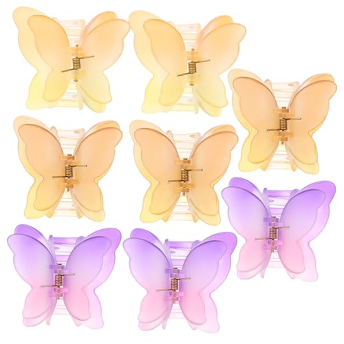 CIYODO 8 Stück Teiliges Matte Schmetterling Haarklammern Robuste Haarspangen für Damen und Mädchen Vielseitig Einsetzbare Haar Jaw Clips in Farbverlaufenden Tönen für Zufällige Farbe von CIYODO
