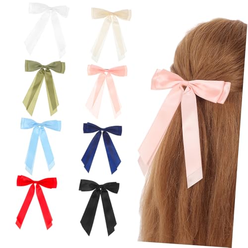 CIYODO 8 Stück Teiliges Polyester Schleifen Haarklammern Alligator Clips für Frauen und Mädchen Weiche Langlebige Haarschmuck mit Sicherem Griff Modische Schleifen in Farben für Jeden von CIYODO