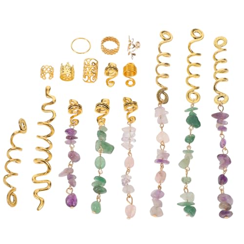 CIYODO 80 Stück Dreadlock Schmuck Ethnisch Inspirierte Haarringe mit Schmucksteinen für Zöpfe und Dreadlocks Sichere Haarcuffs für Frauen Modische Haaraccessoires für Alltag und von CIYODO