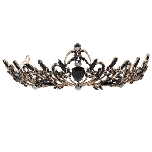 CIYODO Barocke Schwarze Prinzessin Krone aus Legierung mit Strass Stilvolle Braut Tiara Haarschmuck Modisches Diadem für Hochzeit Party Fotorequisiten und Festliche Anlässe von CIYODO