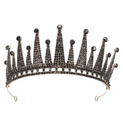 CIYODO Barocke Schwarze Tiara aus Legierung mit Funkelnden Strasssteinen Luxuriöser Brautschmuck für Halloween Hochzeit Abschlussball Party und Festliche Anlässe Leicht und Elegant für von CIYODO