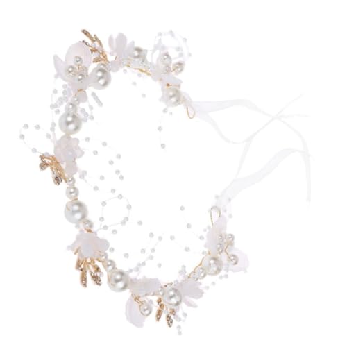 CIYODO Blumenperlen Stirnband Für Junge Mädchen Mädchen Hochzeit Blumenmädchen Haarband Perlen Stirnband Blumenstirnband von CIYODO