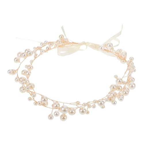 CIYODO Braut-perlen-haarband aus Hochwertigem Goldfarbenem Kupferdraht Doppellagig Geflochten mit Langlebigen Strahlenden Perlen für Hochzeit Party und Festliche Anlässe von CIYODO