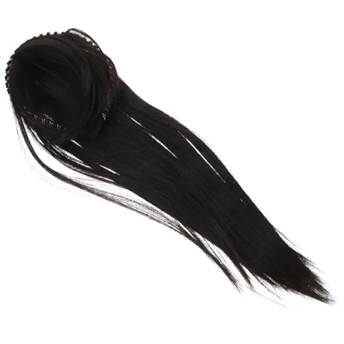 CIYODO Breiter Haarreif mit Fransen Echthaar-perücke mit Strassverzierung Haarteil für Dünnes Haar Braut-accessoire für Frauen und Mädchen bei Hochzeiten und Alltag Dunkelbraun von CIYODO