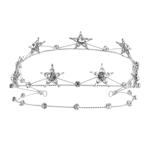 CIYODO Bridal Crown Haarschmuck mit Funkelnden Strass Sternen Silbernes Diadem für Hochzeit Brautschmuck und Festliche Anlässe Leichtes und Langlebiges Stern Kopfschmuck Accessoire von CIYODO