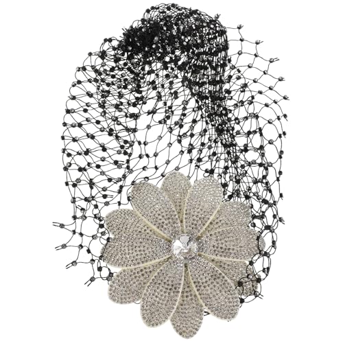CIYODO Damen Rhinestone Headpiece mit Verstellbarem Netz Vintage Blumen Design Funkelnde Mesh Haarschmuck für Hochzeiten Jubiläen Partys und Festliche Anlässe von CIYODO