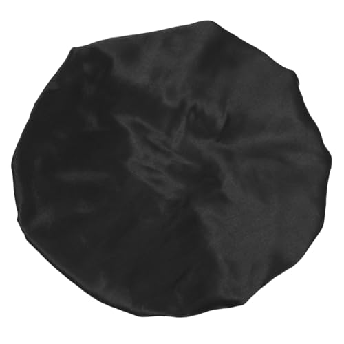 CIYODO Elastische Satin Schlafmütze Damen Haarkur Haube mit Verstellbarem Verschluss Schonend für Haare Multifunktional als Duschhaube und Haarschutz bei Hausarbeit Schwarz von CIYODO