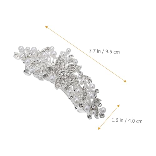 CIYODO Elegante Haarnadel mit Perlen und Strasssteinen Silberfarbene Blumen haarspange für Frauen Modisches Haar accessoire für Hochzeit Party und Festliche Anlässe von CIYODO