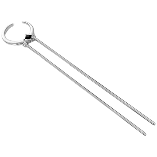 CIYODO Elegante Mond haarforke mit Strasssteinen Metall Haarstab für Frauen Vintage Haarschmuck Fester Griff Modischer Kopfschmuck für Lange Haare Silberfarbene Haarnadel von CIYODO