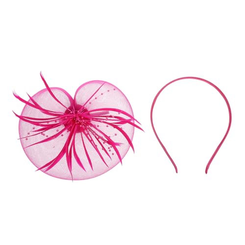 CIYODO Eleganter Federn Kopfschmuck Haarreif Netzstoff Haarschmuck Damen Partyfest Zubehör Rosa von CIYODO