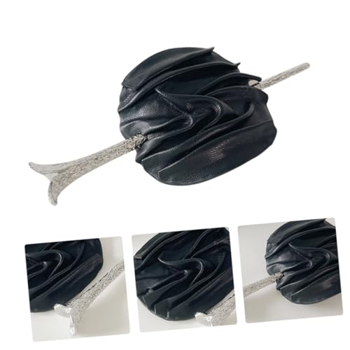 CIYODO Eleganter Leder Haarstab Damen Haarnadel für Dutt Haarknoten Vintage Haarschmuck Schwarz Geeignet für Lange Wellige und Lockige Haare Stilvolle Haarklammer als Geschenk für Frauen von CIYODO