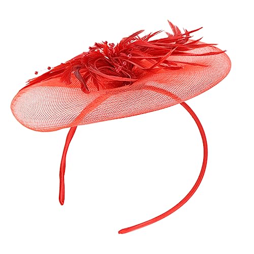 CIYODO Eleganter Roter Haarreif mit Kreativem Schleifen Clip Leichter Netzstoff Stilvolles Party Accessoire für Damen Komfortabel und Auffällig für Festliche Anlässe von CIYODO