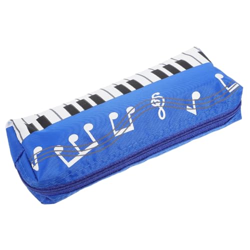 CIYODO Federmäppchen Klavier Tastatur Motiv aus Robustem Canvas Geräumig Leichter Zugriff Stilvolles Tiefblaues Design Langlebiges Stifteetui für Schule und Büro von CIYODO