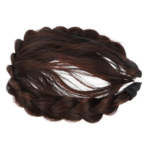 CIYODO Geflochtenes Haarband mit Frontfransen Perücke Tiefbraunes Stirnband Design Bequemer Haarschmuck für Frauen und Mädchen Geeignet für Partys Cosplay Festivals und Alltag von CIYODO