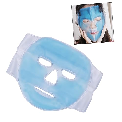 CIYODO Gel PVC Gesichtsmaske für Kalt und Wärmetherapie Wiederverwendbar Elastische Bänder Blau gegen Schwellungen Augenringe Tränensäcke Umfassende Gesichtskühlung und Entspannung von CIYODO