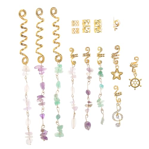CIYODO Goldener Dreadlock Haarschmuck mit Kristallsteinen Verstellbare Metall braid charms für Damen und Herren Langlebige Haarringe für Zöpfe Stilvolles DIY Haarzubehör für Party und von CIYODO