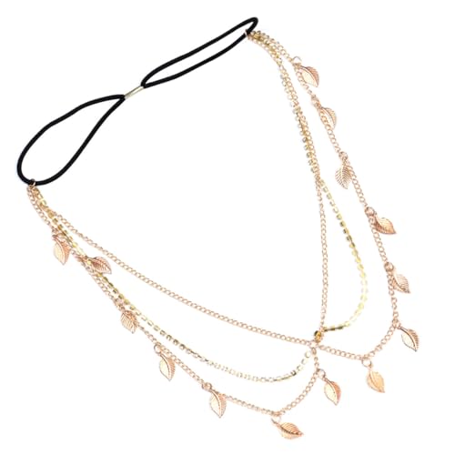 CIYODO Goldfarbene Mehrlagige Kopfschmuck Kette mit Strass Design Handgefertigtes Stirnband für Damen Eleganter Haarschmuck für Hochzeit Party und Festival von CIYODO