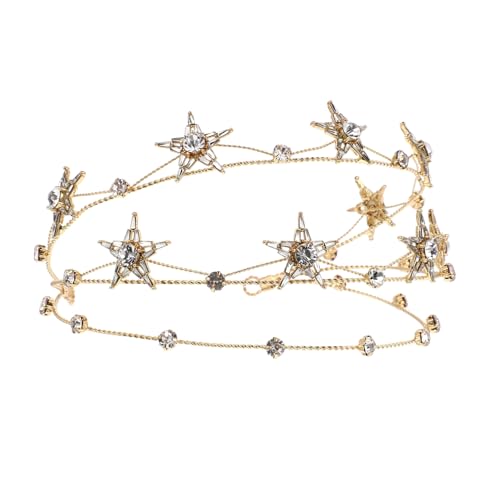 CIYODO Goldfarbener Braut Haarreif mit Funkelnden Strass Sternen Legierungs Tiara Haarschmuck für Hochzeit Party und Festliche Anlässe Stilvolles Stirnband für Damen von CIYODO