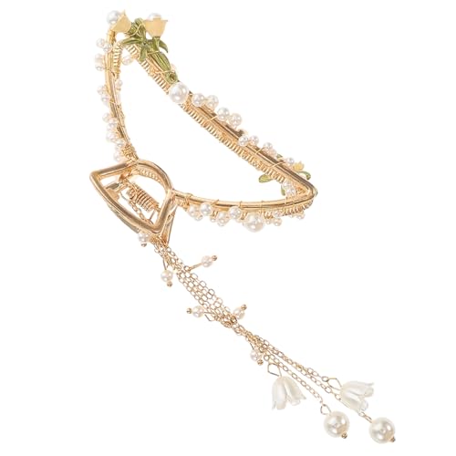 CIYODO Große Haarklammer Blume mit Perlen und Modische Haarspange für Damen und Mädchen Eleganter Haarschmuck für Dickes Haar Vielseitiger Haarclip mit Edlem Design von CIYODO