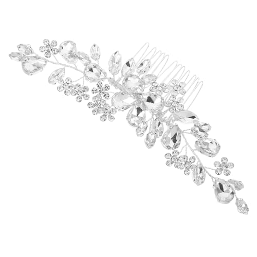 CIYODO Haarkamm Brautschmuck mit Strasssteinen Silberner Braut-haarstecker für Frauen und Mädchen Stilvolles Haaraccessoire für Brautjungfern Blumenmädchen bei Hochzeiten und Besonderen von CIYODO
