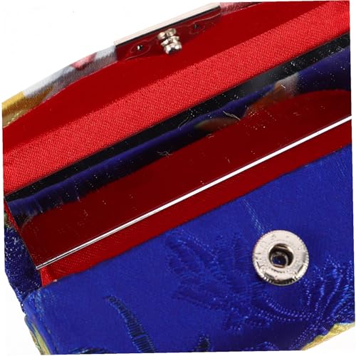 CIYODO Handbesticktes Seidiges Lippenstift etui mit Spiegel Tragbare Kosmetiktasche für Damen und Mädchen Vielseitiger Reise kulturbeutel in Blau Weiches Luxuriöses Material für von CIYODO