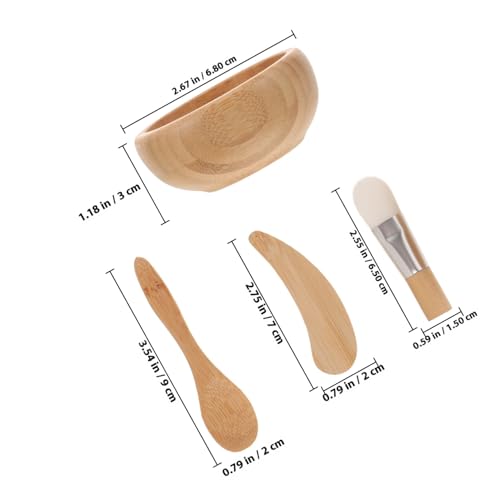 CIYODO Holz Gesichtsmasken Rührschüssel Set mit Spatel Pinsel Löffel DIY Hautpflege Werkzeug für Frauen Einfache Anwendung Langlebig und Leicht zu Reinigen von CIYODO