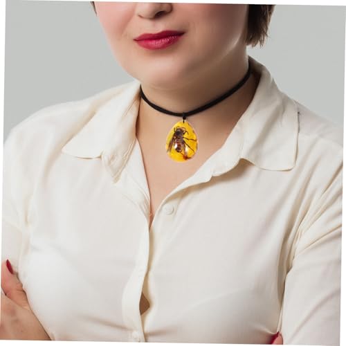 CIYODO Honigbienen Bernstein Anhänger Echtes Insekten Motiv Tropfenförmiges Design Natürlicher Bernstein Schmuck Einzigartiger Bienenschmuck für Damen von CIYODO