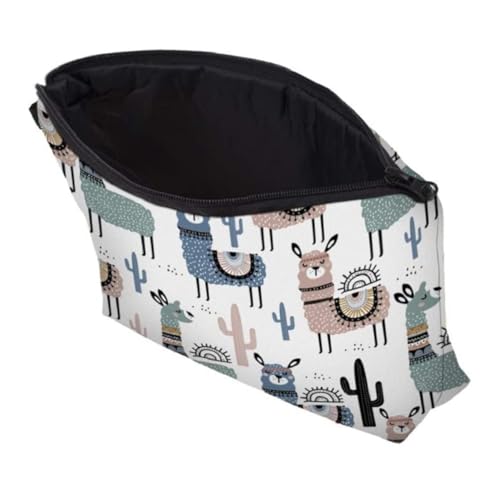 CIYODO Kosmetiktasche Damen Leicht Multifunktional Reise Kulturbeutel Schminktasche mit Glattem Reißverschluss und Alpaka Digitaldruck Makeup Organizer für Kosmetik Lotionen Lippenstifte von CIYODO