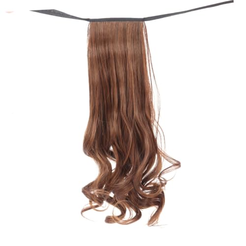 CIYODO Lange Lockige Synthetische Pferdeschwanz Haarverlängerung mit Kordelzug Hitzebeständiges Fasermaterial Gewellte Extensions in Hellem Braun für Damen Natürlicher Look Komfortabel von CIYODO