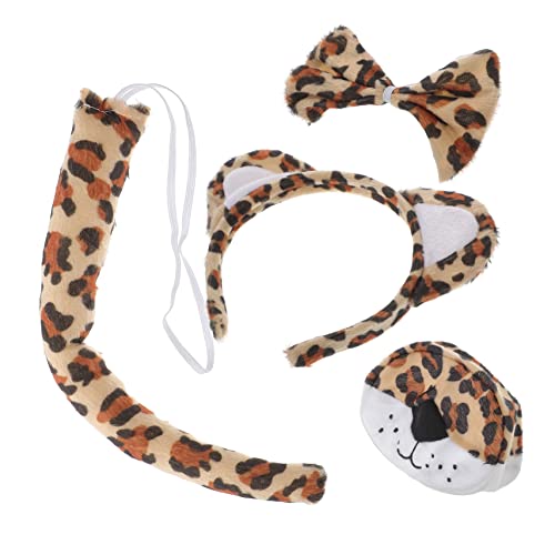 CIYODO Leoparden Kostüm Set Leopard Ohr Haarreif mit Flexiblem Stirnband Süßem Nasenprop Schleife und für Karneval Cosplay Party Zubehör von CIYODO
