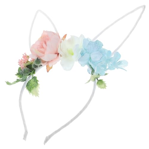 CIYODO Osterhasen Stirnband Mit Blumendekor Kaninchenohr Haarreif Für Party Cosplay von CIYODO