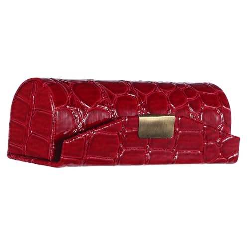 CIYODO PU Leder Lippenstiftetui Rot Kompakter Lippenstifthalter mit Sicherem Verschluss Eleganter Lippenstift Organizer mit Spiegel für Reisen und Unterwegs Einzelne Lippenstift von CIYODO