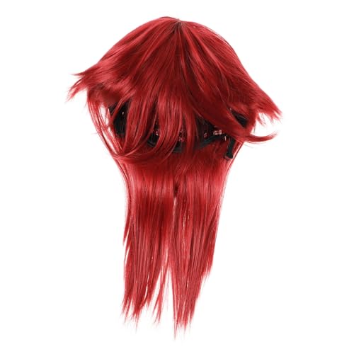 CIYODO Perücke Herren Lang Kunsthaar Hochtemperaturfaser Realistisches Cosplay Kostüm Halloween Fasching Weinrot von CIYODO