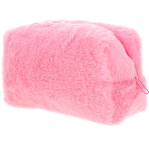 CIYODO Plüsch Kosmetiktasche mit Reißverschluss Kompakte Schminktasche Damen Leichte Reise Make up Tasche Handliche Kulturbeutel für Unterwegs Praktischer Organizer für Kosmetik und von CIYODO
