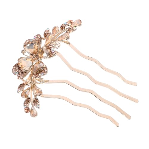 CIYODO Rhinestone Haarkamm Champagnerfarbener Haarkamm für Frauen Hochzeits haarschmuck Seitlicher Leicht und Langsam Länger Dauernd mit Funkelnden Strasssteinen von CIYODO