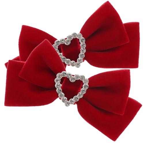 CIYODO Rote Samtige Haarschleifen Haarspangen mit Rutschfestem Halt für Mädchen Party Geburtstag Hochzeit Alltag von CIYODO