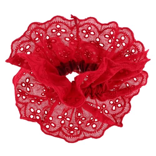 CIYODO Rote Spitzen haargummis Doppelter Lagen lace Haarbänder Elastische Scrunchies für Frauen Mädchen Dickes Lockiges Haar Stilvolles Haarschmuck Accessoire von CIYODO