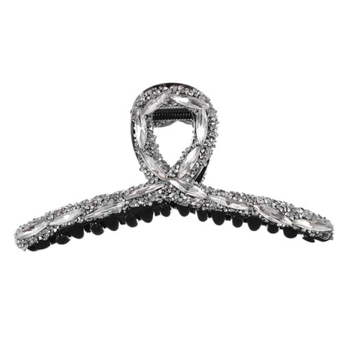 CIYODO Silberne Haarklammer mit Strasssteinen Rutschfeste Haarspange für Frauen Langlebige Haarklammer für Dickes Haar Vielseitiges Haarschmuck accessoire für Alltag Party Hochzeit und von CIYODO