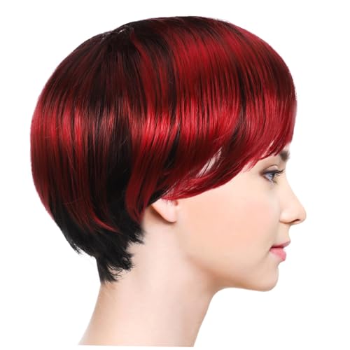 CIYODO Stylische Damen Bob Perücke Kurzhaarschnitt mit Natürlichem Ponyersatz Atmungsaktive Synthetikfaser Weicher Polyester Moderner Pixie Look für Alltag und Festliche Anlässe von CIYODO