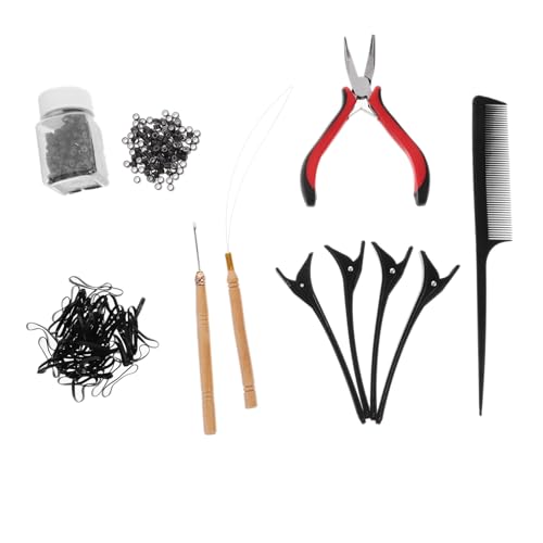 CIYODO Teiliges Haarverlängerungs Werkzeugset mit Silikon Haarperlen Häkelnadel und Haarfädelhilfe Langlebiges Haarstyling Zubehör für Einfache Extensions und Zufällige Zufällige Farbe von CIYODO