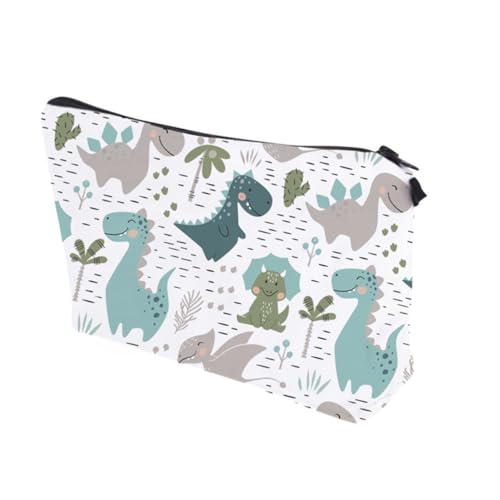CIYODO Tragbare Kosmetiktasche Dinosaurier Motiv Leichte Multifunktionstasche aus Polyester Große Kapazität für Reise Outdoor Camping Makeup und Toilettenartikel Handliche Damen von CIYODO