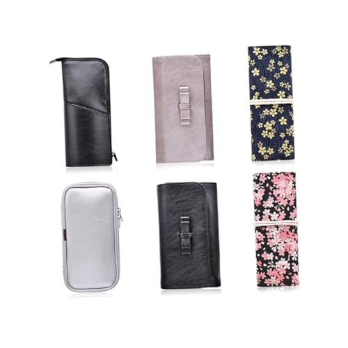 CIYODO Tragbare Kosmetiktasche aus PU Leder mit Reißverschluss Kompakter Make Up Pinselhalter Leichter Organizer für Reisen und Zuhause Silberner Make Up Werkzeughalter von CIYODO
