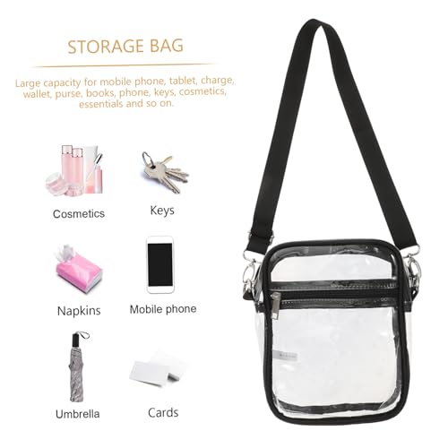 CIYODO Transparente Crossbody Tasche PVC mit Reißverschluss Damen Verstellbar Kleine Umhängetasche für Handy Geldbörse Kosmetiktasche Stadionzugelassen von CIYODO