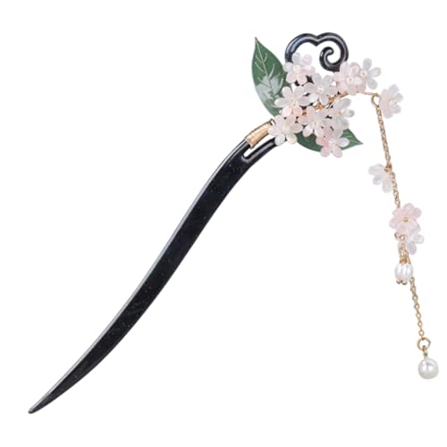 CIYODO Vintage Haarnadel mit Blumenmotiv Tassel Haarschmuck für Damen Eleganter Haarnadeln Duttstab für Lange Haare Minimalistisches Design für Hochzeit und Alltag von CIYODO