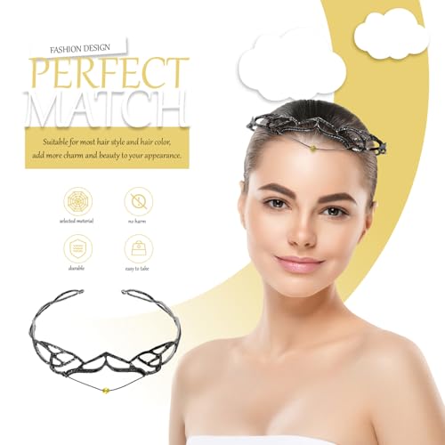 CIYODO Vintage Tiara Haarreif Damen Haarband mit Kronen Design Elegante Haarschmuck für Hochzeit Brautfest Ball Geburtstag Schwarzes Retro Stirnband für Festliche Anlässe von CIYODO