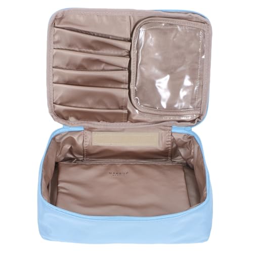 CIYODO wasserdichte Kosmetiktasche Großer Kapazität mit Reißverschluss und Praktischem Griff Kompakte Make Up Tasche für Damen und Mädchen Tragbarer Kulturbeutel für Reisen Blau von CIYODO