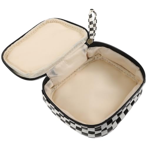 CIYODO wasserdichte PU Tampon Tasche Damen Kleine Tragbare Perioden Organizer Kosmetiktasche mit Reißverschluss Kariertes Design für Geld Lippenstift und Hygieneartikel CIYODO wasserdichte PU Tampon Tasche Damen Kleine Tragbare Perioden Organizer Kosmetiktasche mit Reißverschluss Kariertes Design für Geld Lippenstift und Hygieneartikel von CIYODO