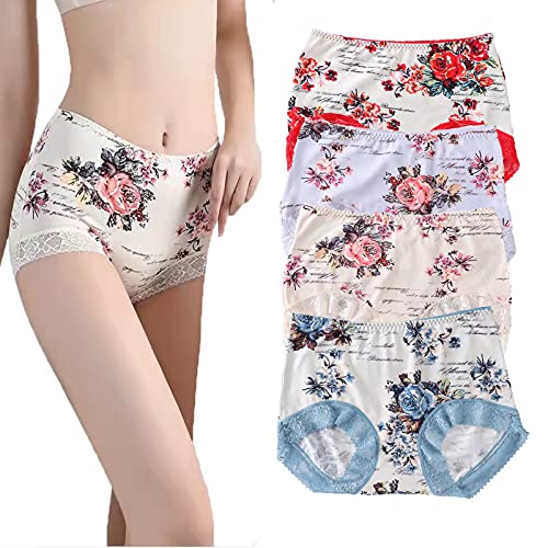 CIZEUR Damen Unterhosen Hipsters Stretch Baumwolle Mittelhohe Taille Weich Komfort Bedruckte Unterwäsche für Frauen 4er Pack XXL von CIZEUR