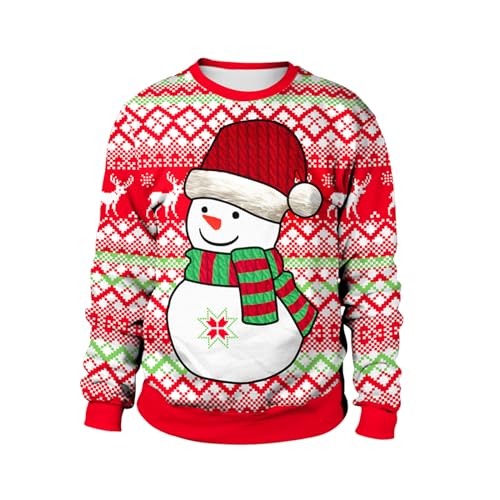 CIZEUR Herren Weihnachtspulli 3D Gedruckt Ugly Christmas Sweater Unisex Couple Sweatshirt Weihnachtsmann Drucken，XXL RD-yeti von CIZEUR