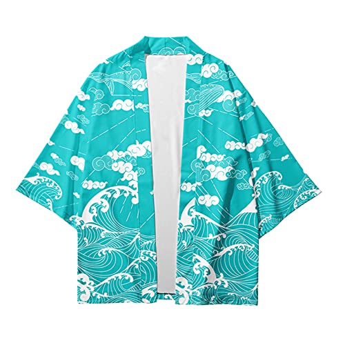 CIZEUR Sommerjacke Mode japanische Herren Jacke Strickjacke Paar Kimono Mantel lässig, L wo Verdi von CIZEUR